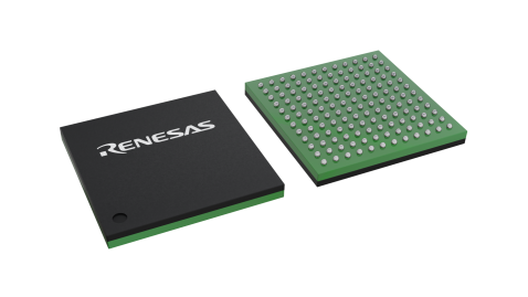 3D illustration featuring top and bottom views of CABGA IC chip package with 144 lead count