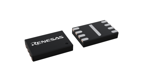3D illustration featuring top and bottom views of DFN IC chip package with 8 lead count