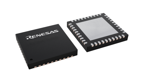 3D illustration featuring top and bottom views of HVQFN IC chip package with 40 lead count.