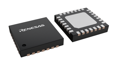 3D illustration featuring top and bottom views of QFN chip package with 24 lead count.