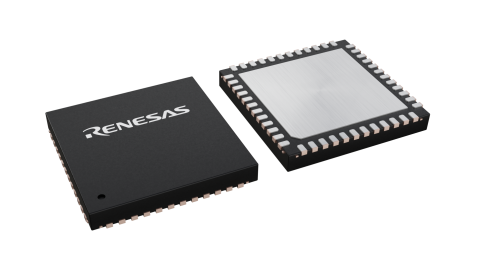 3D illustration featuring top and bottom views of SCQFN chip package with 48 lead count.
