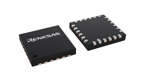 3D illustration featuring top and bottom views of STQFN IC chip package with 24 lead count.