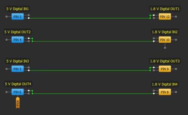 Bi-directional level-shift with dedicated ports implemented in GreenPAK