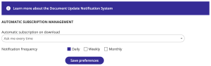 Document Update Notification frequency setting