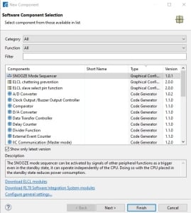 RL78 SC component setting