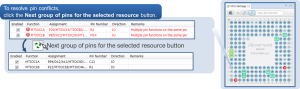 Automatic resolution of contention between pin functions