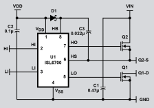 ISL6700EVAL1Z Half Bridge Driver Eval Board Schematic