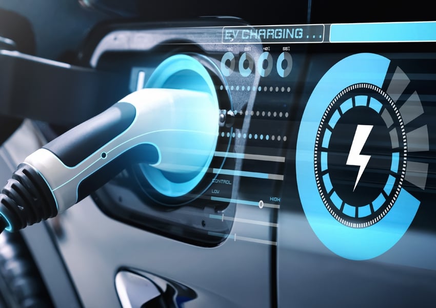 futuristic electric car charging port 