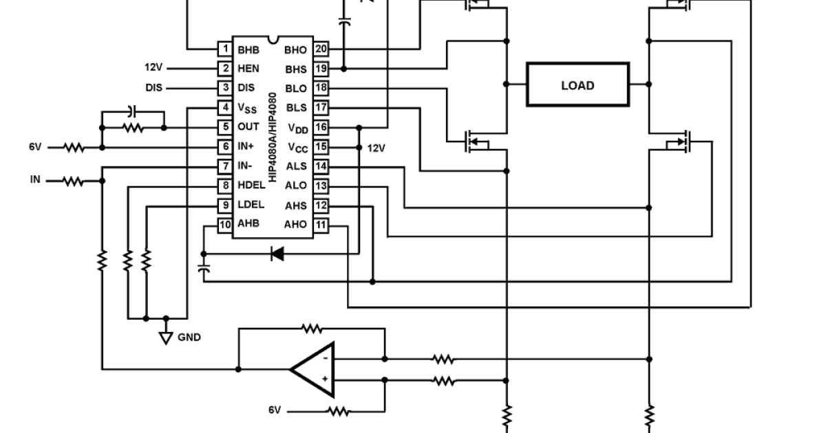 HIP4080A - 80V/2.5A Peak, High Frequency Full Bridge FET Driver