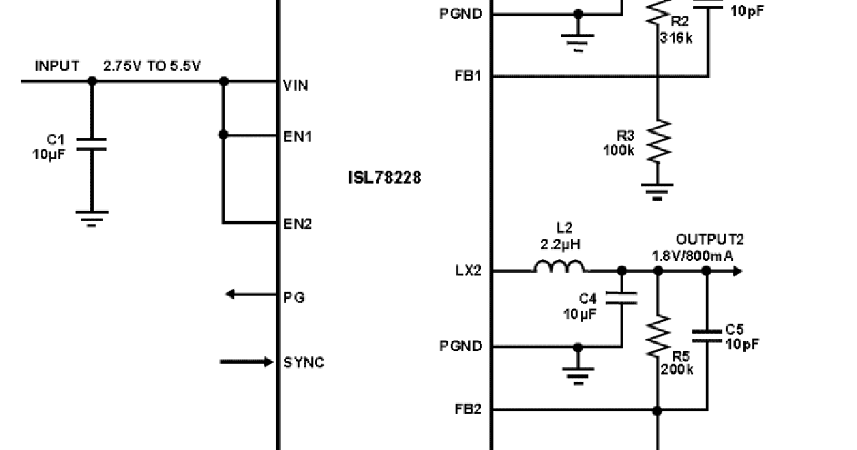 ISL78228 - Dual 800mA Low Quiescent Current 2.25MHz High Efficiency ...