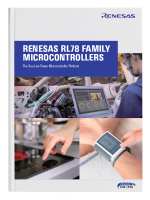 Brochure cover featuring RL78 family microcontrollers.