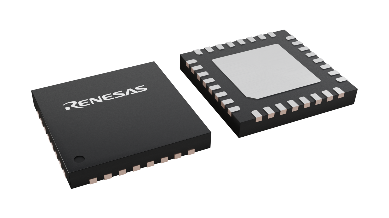 TQFN 32 Pin IC Chip Package 3D illustration featuring top and bottom views of TQFN chip package with 32 lead count.