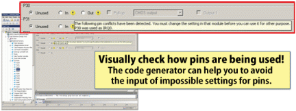 Visually check how pins are being used