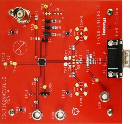 ISL71026MEVAL1Z 3.3V CAN Transceiver Eval Board