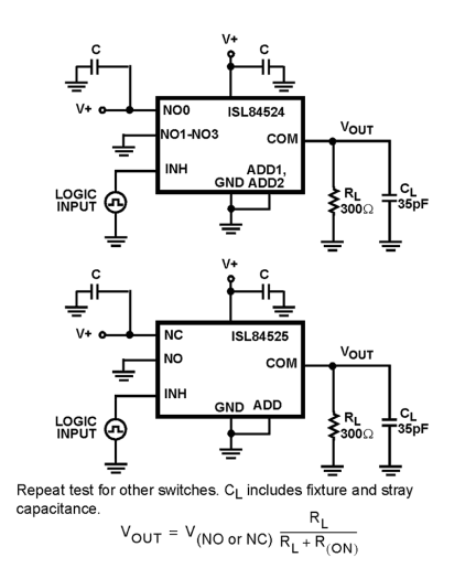 ISL84524_ISL84525 Functional Diagram