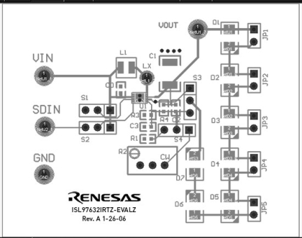 ISL97632IRTZ-EVALZ Evaluation Board Layout