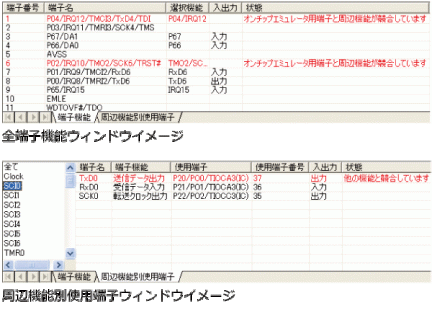 端子ウィンドウで端子競合が確認可能