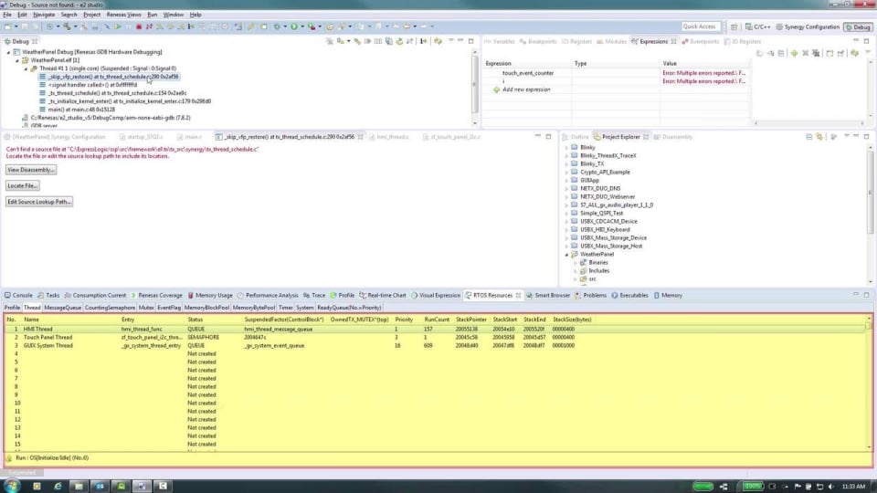 Using the RTOS Resources View with the Renesas Synergy Tools ISDE